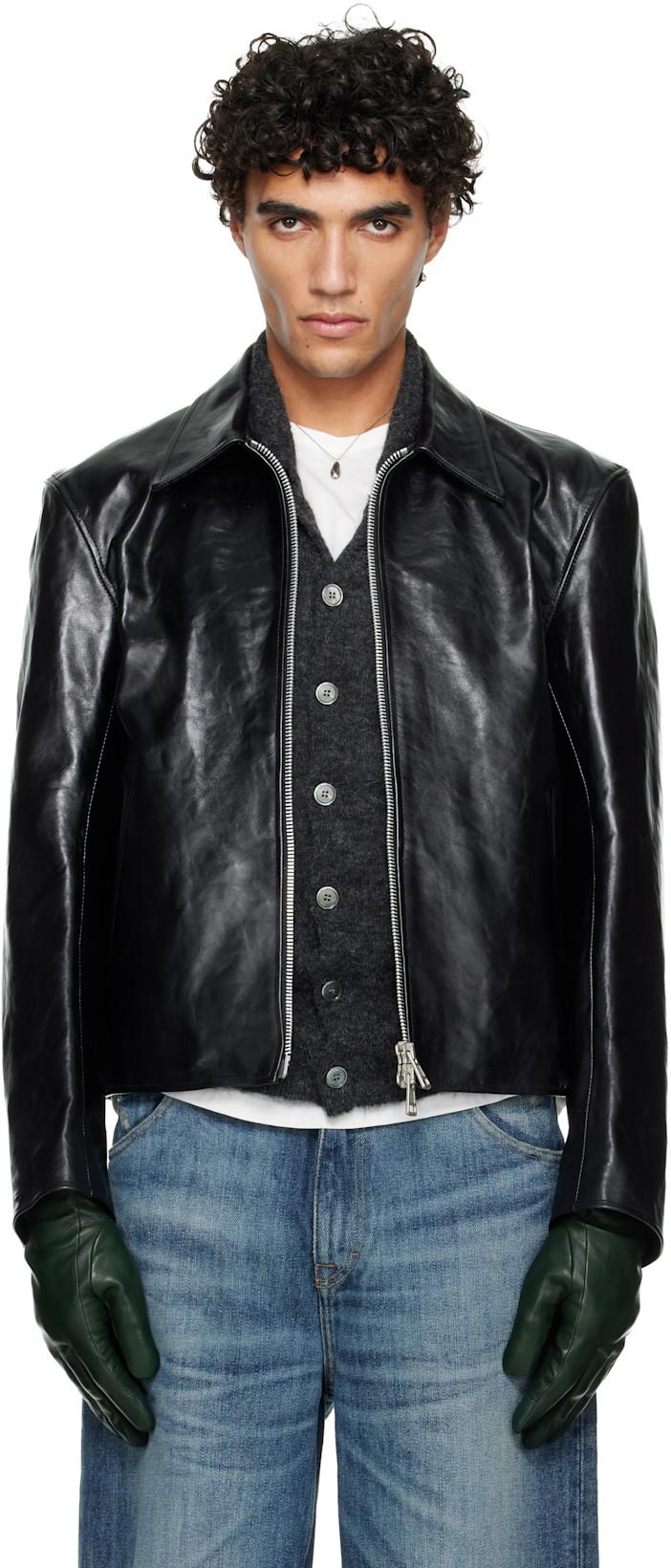 Black Mini Leather Jacket by OUR LEGACY