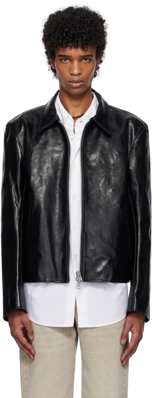 Black Mini Leather Jacket by OUR LEGACY