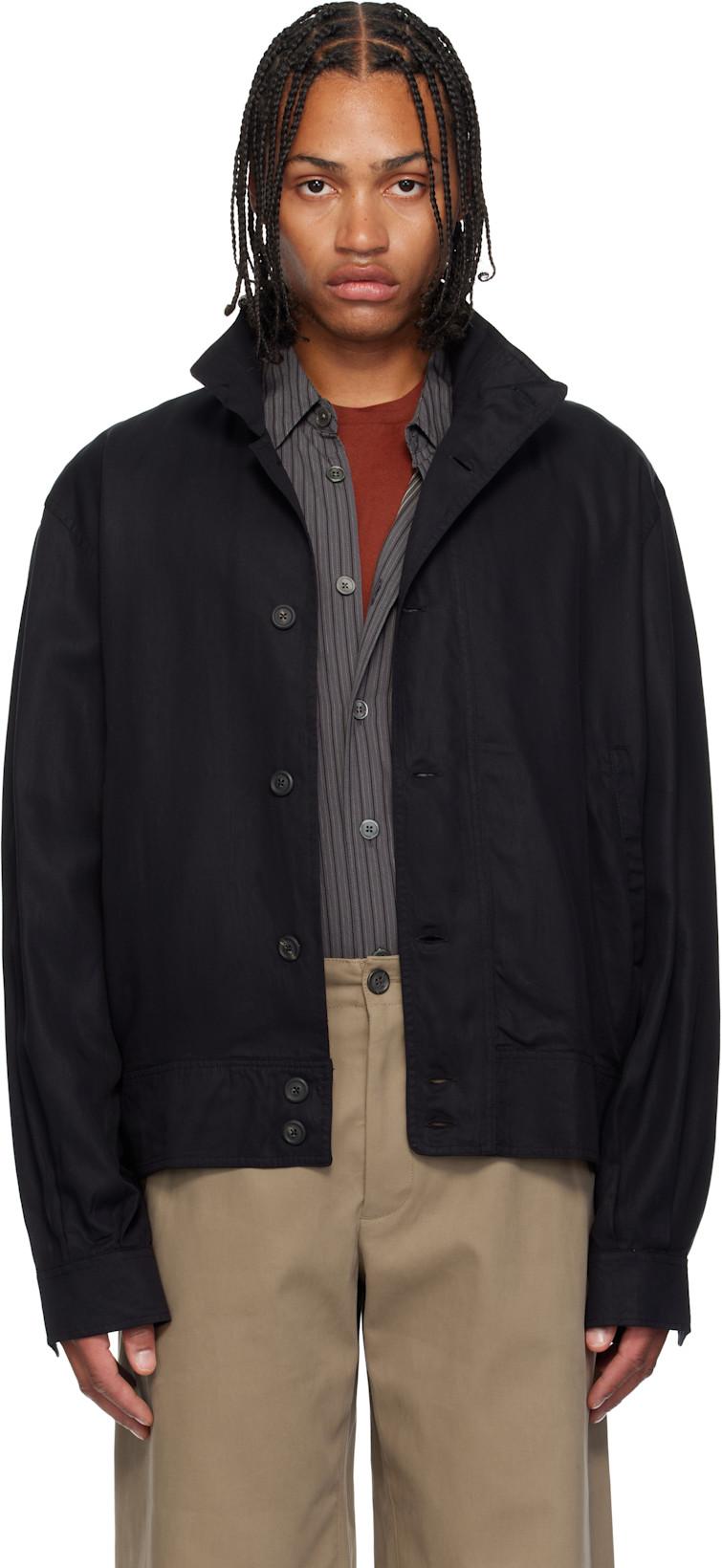 Black Mock Bomber Jacket by OUR LEGACY