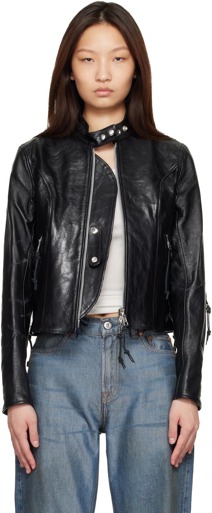 Black Yokai Leather Jacket by OUR LEGACY