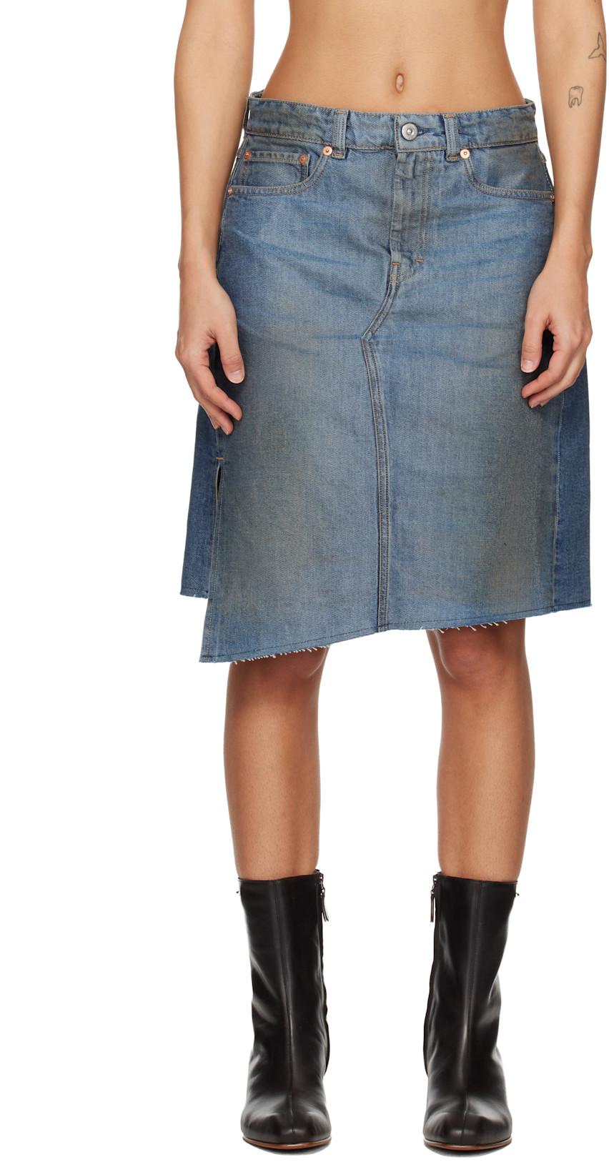 Blue Craft Denim Midi Skirt by OUR LEGACY