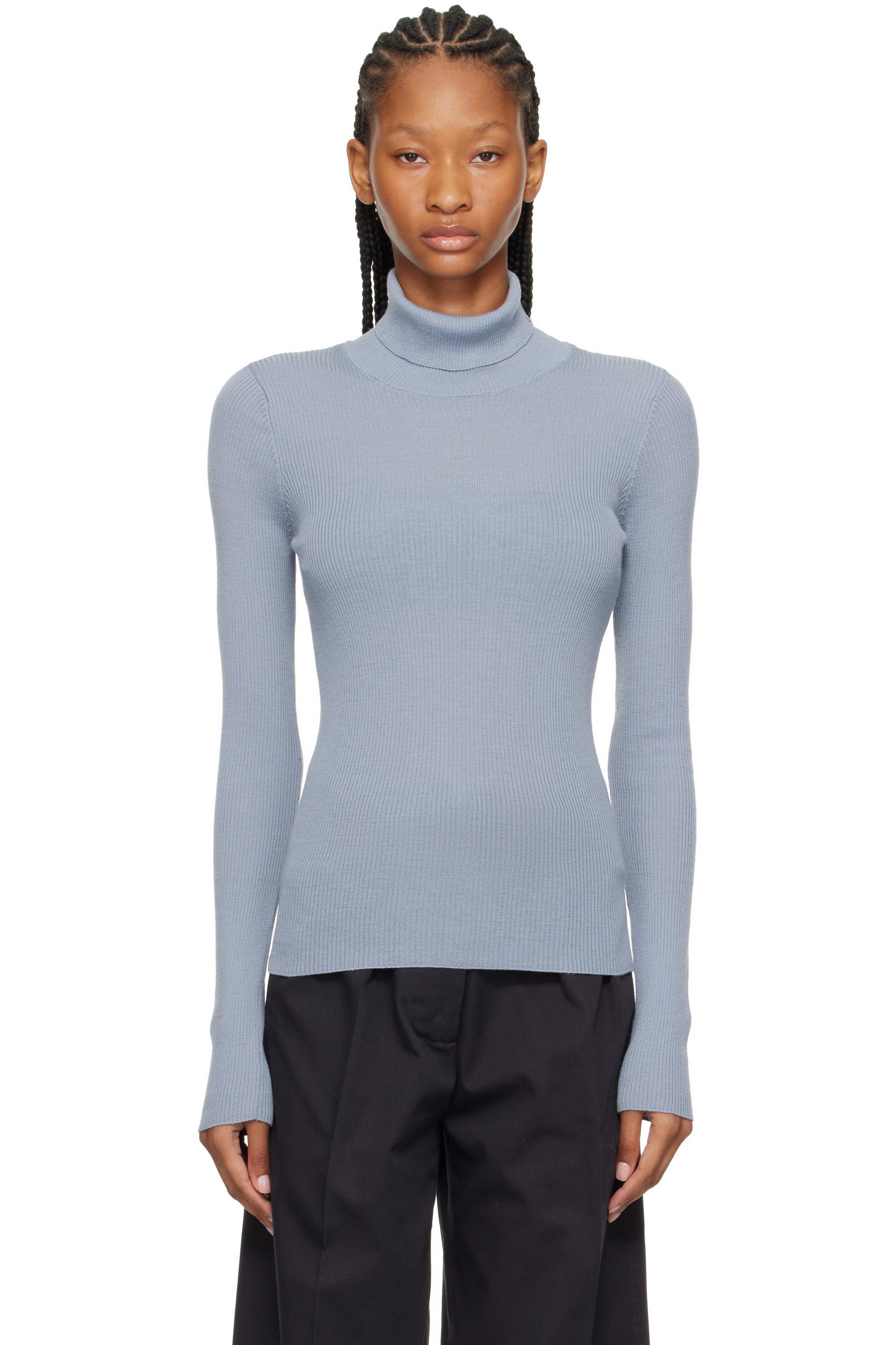 Blue Slim Funnel Turtleneck by OUR LEGACY