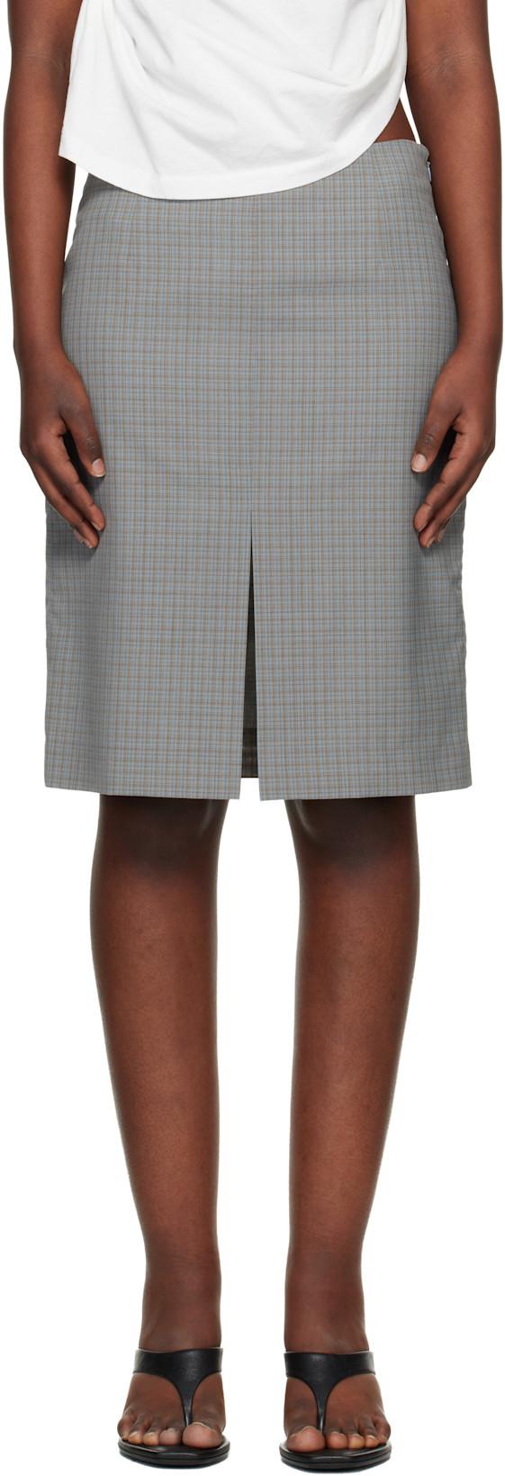Blue & Khaki Siren Midi Skirt by OUR LEGACY