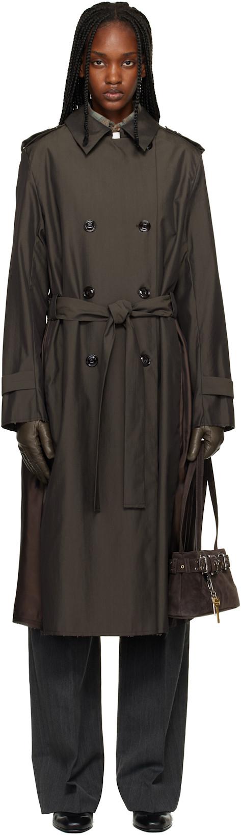 Brown Origami Trench Coat by OUR LEGACY
