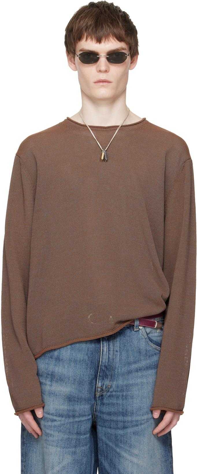 Brown Rigid Popover Sweater by OUR LEGACY