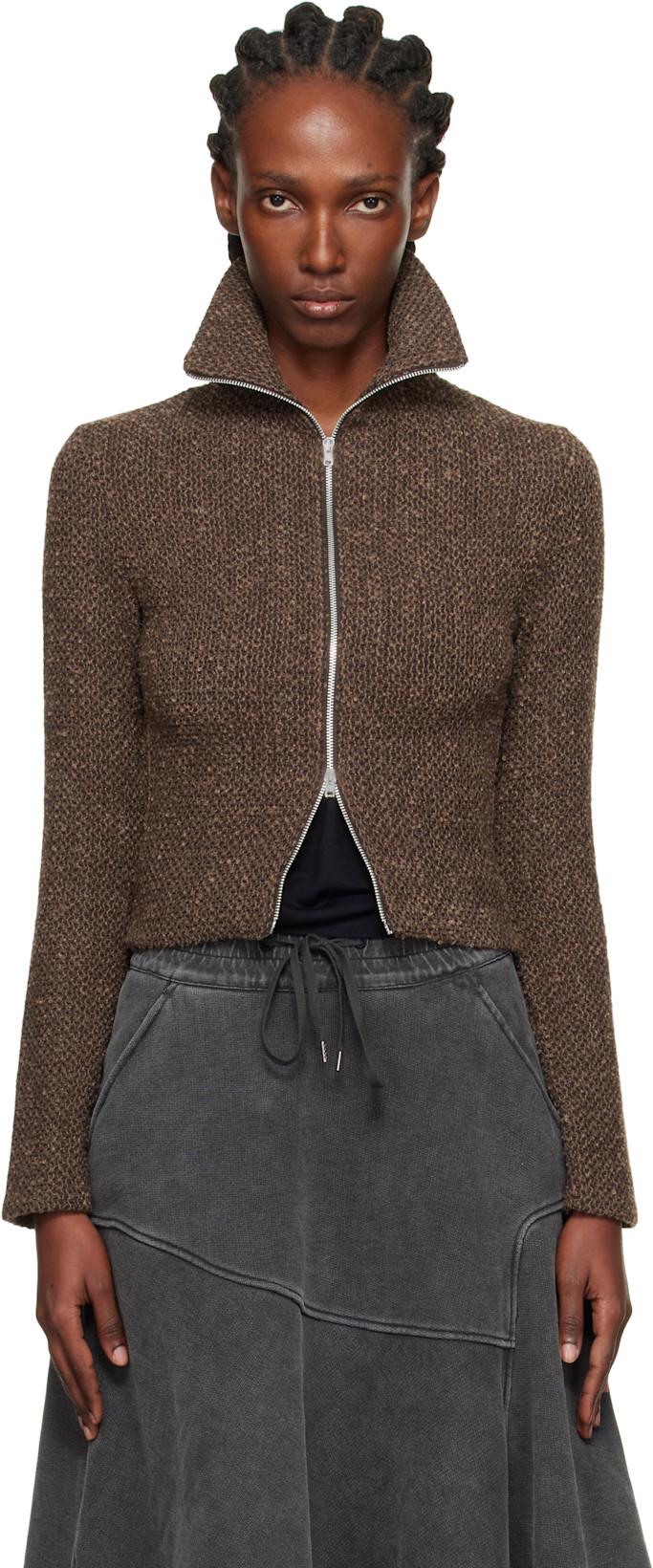 Brown Slim Zip Long Sleeve Jacket by OUR LEGACY