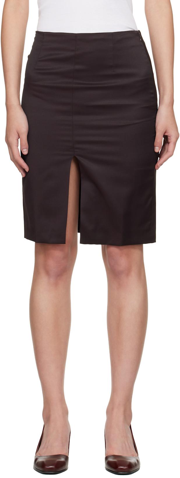 Burgundy Siren Midi Skirt by OUR LEGACY