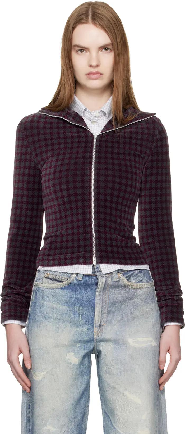 Burgundy Slim Zip Longsleeve Jacket by OUR LEGACY