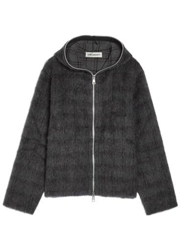 Checked zip-through brushed wool-blend jumper by OUR LEGACY
