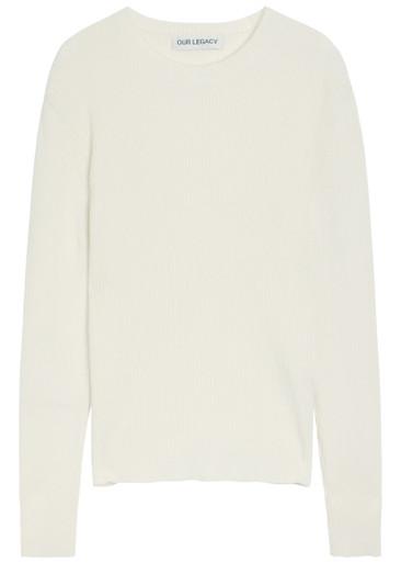 Compact rib-knit silk top by OUR LEGACY