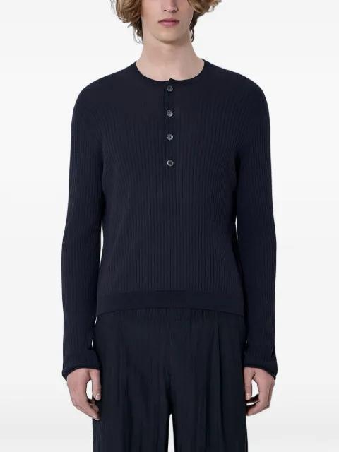 Fine Henley ribbed-knit Henley sweater by OUR LEGACY
