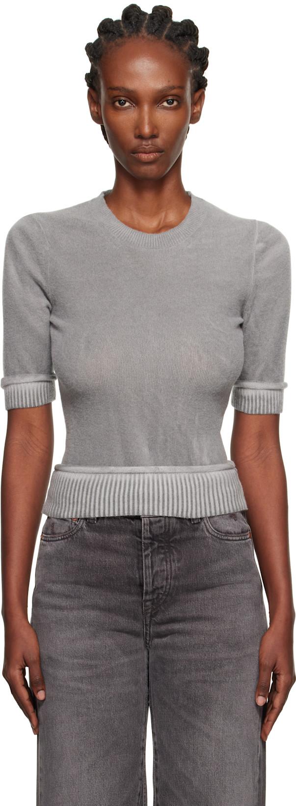 Gray Dual Short Sleeve Sweater by OUR LEGACY