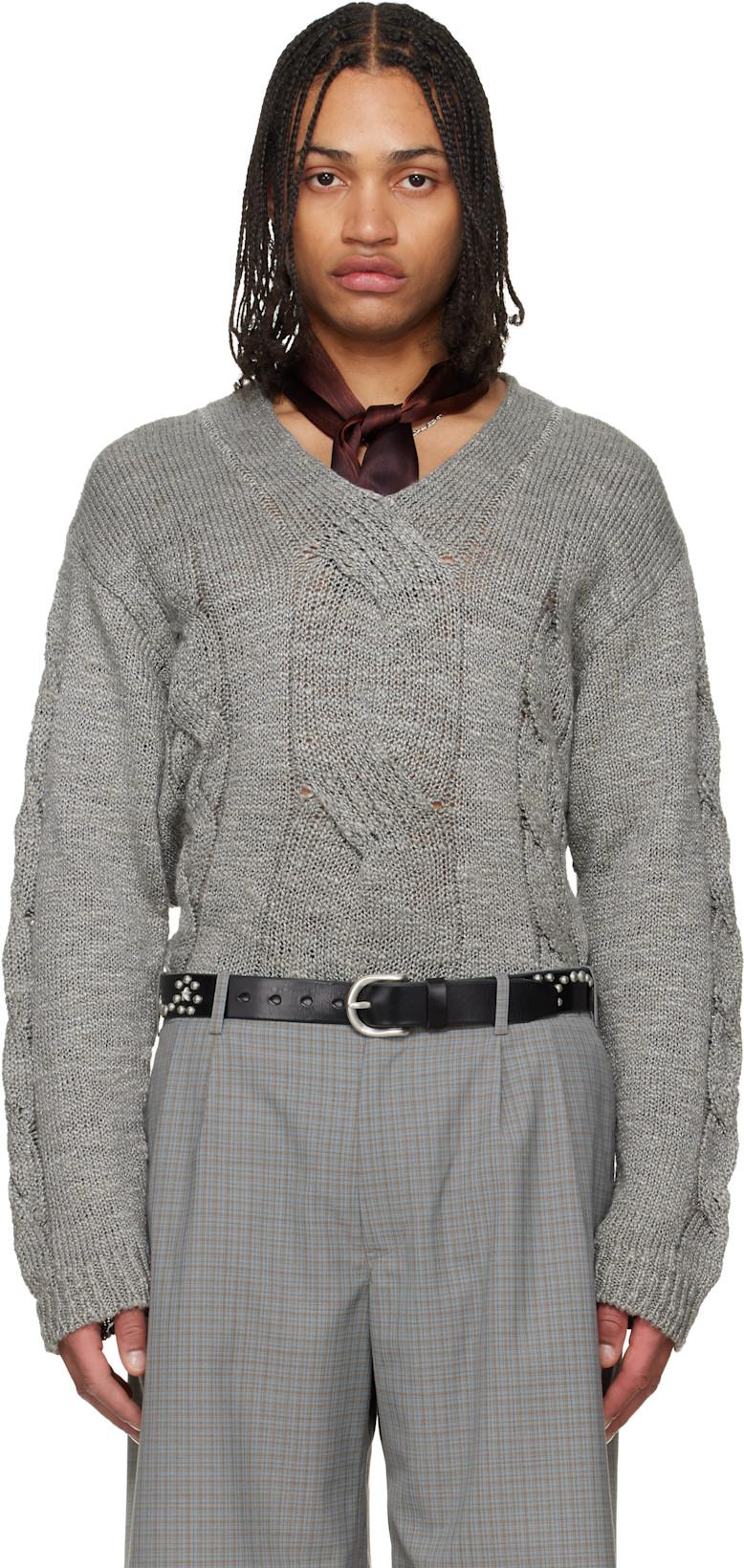 Gray Link V-Neck Sweater by OUR LEGACY