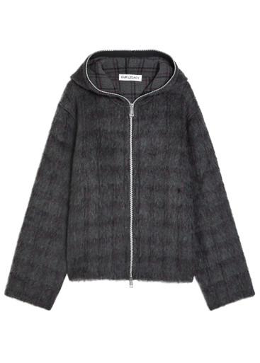 Hooded checked brushed knit jumper by OUR LEGACY