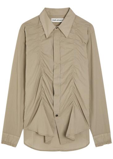 Jumble checked gathered cotton shirt by OUR LEGACY