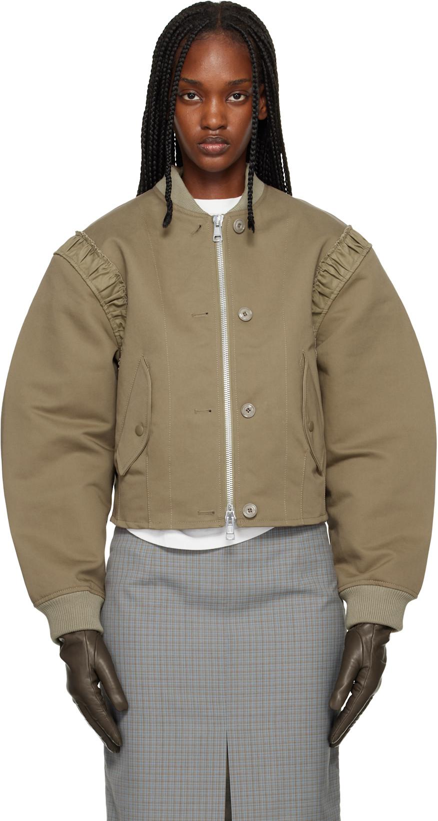 Khaki Frill Bomber Jacket by OUR LEGACY