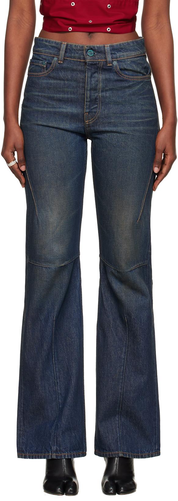Navy Moto Cut Jeans by OUR LEGACY