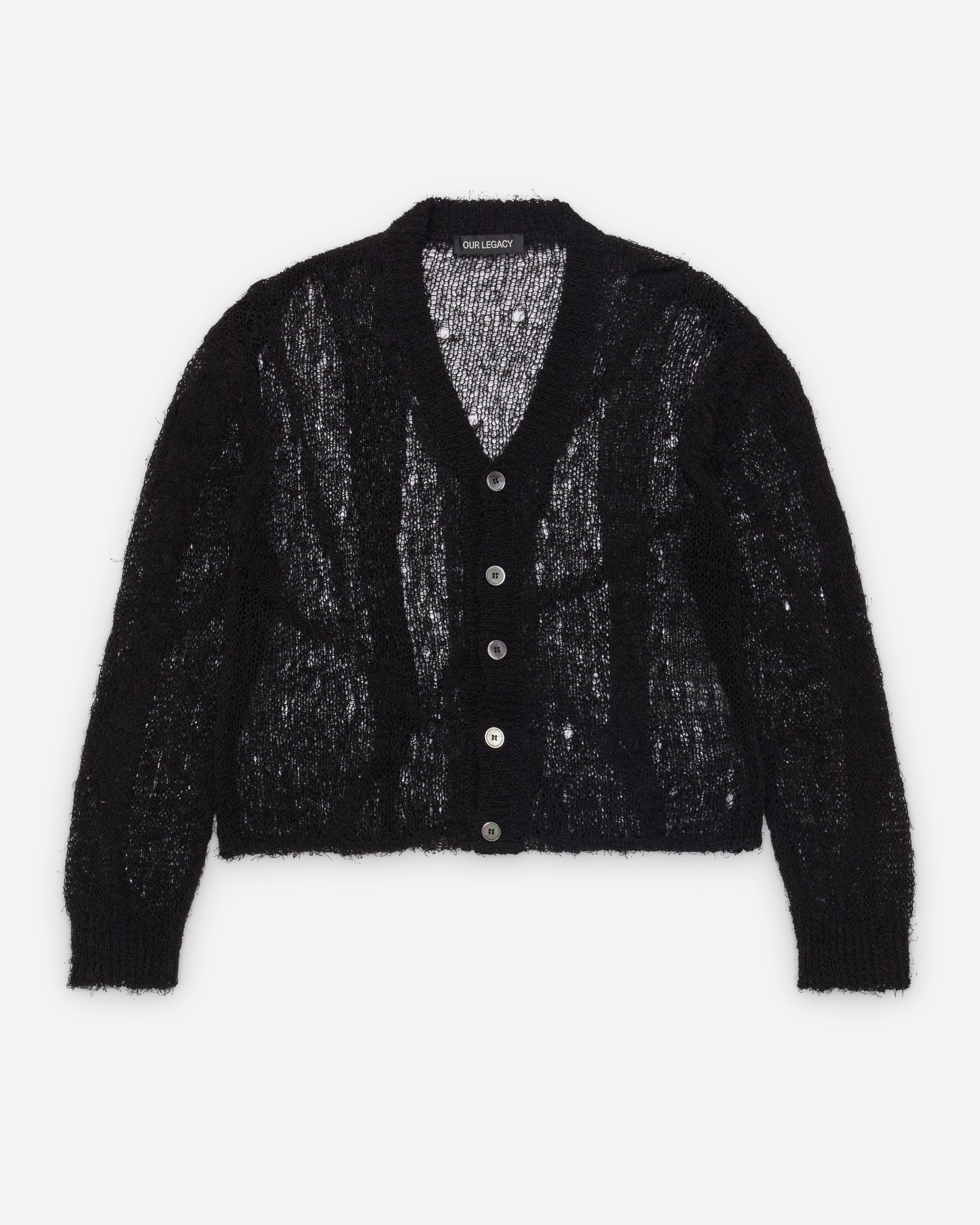 Our Legacy - Men's Academy Cardigan - (Black Ragged Open Linen) by OUR LEGACY