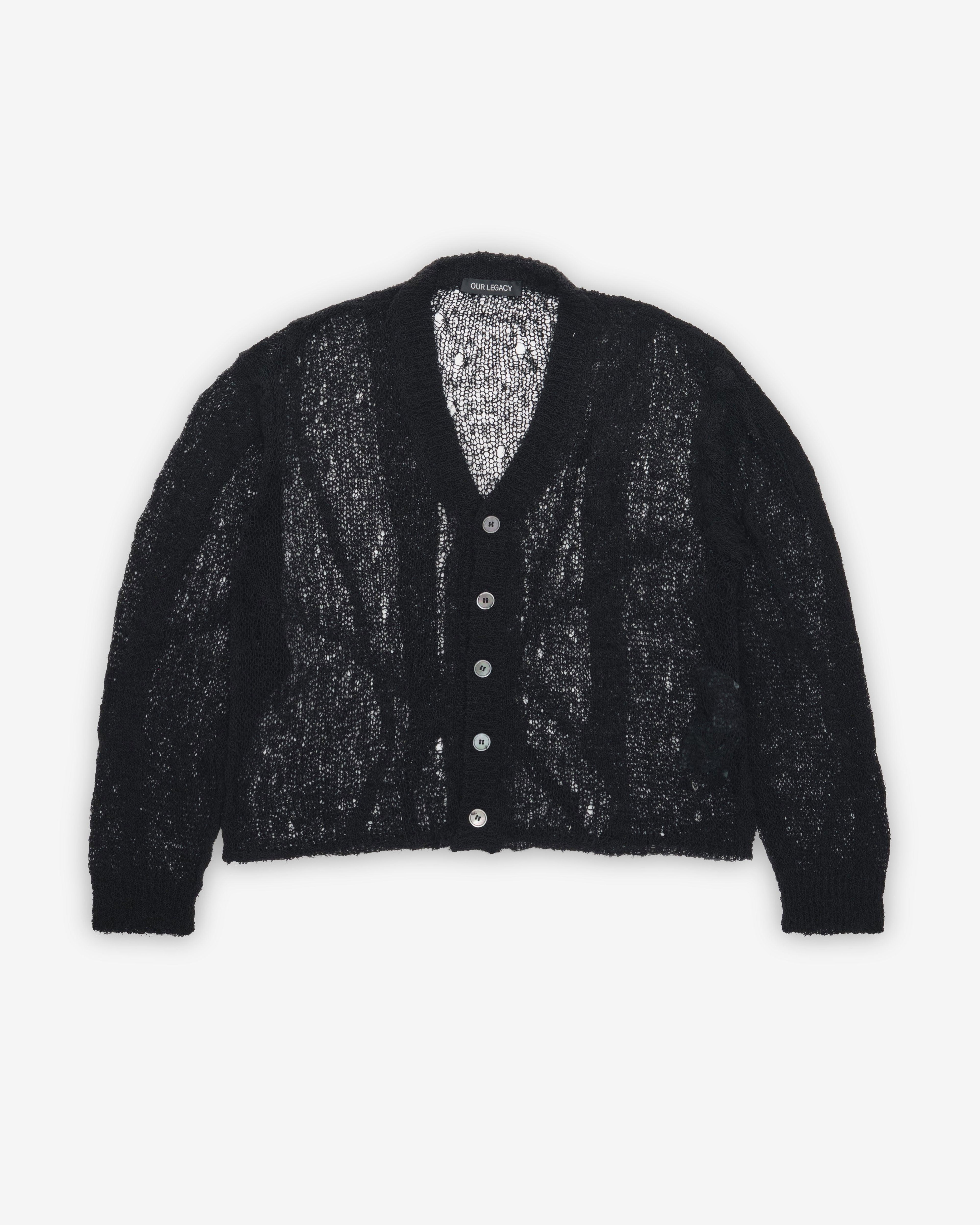 Our Legacy - Men's Academy Cardigan - (Black Ragged Open Linen) by OUR LEGACY