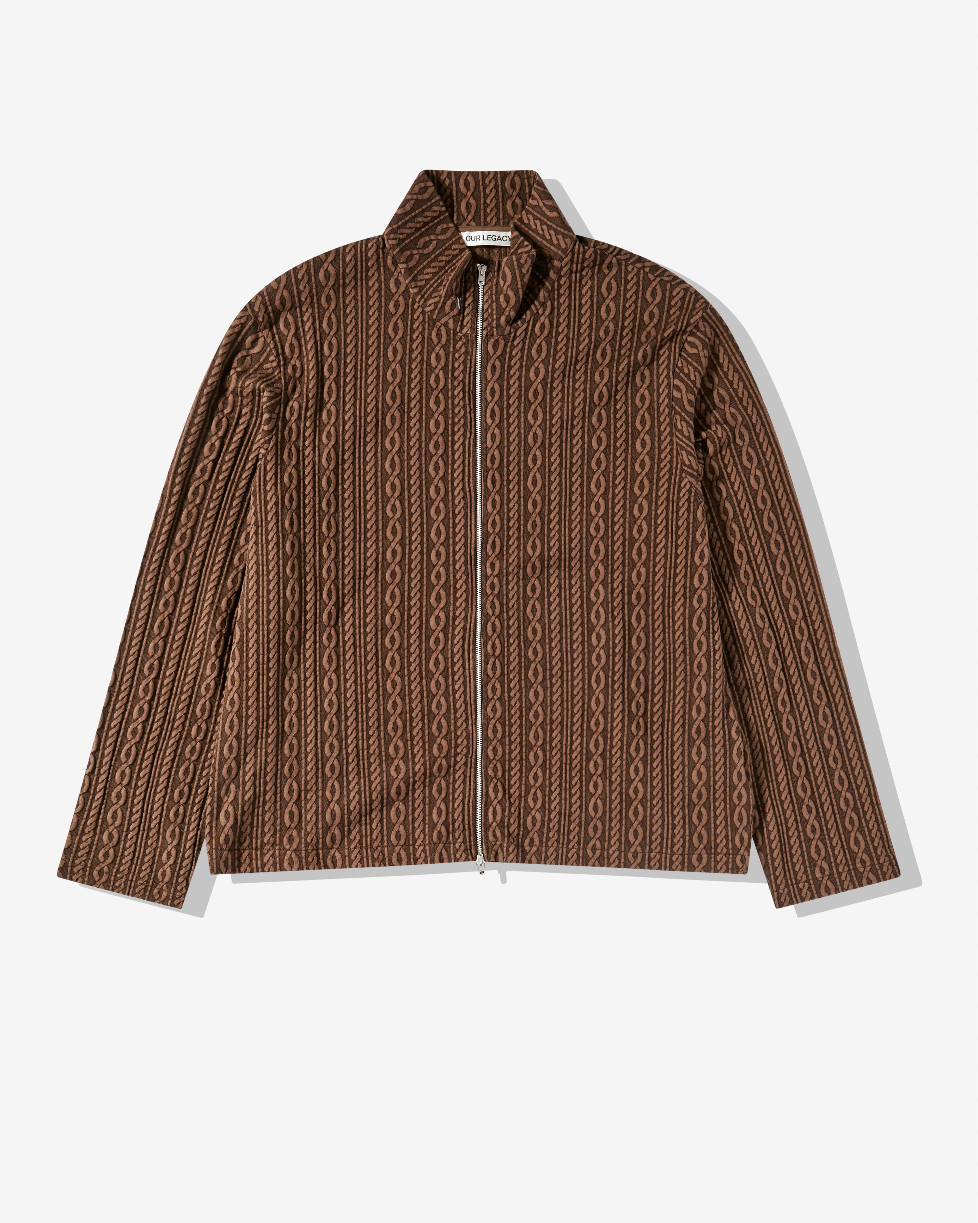 Our Legacy - Men's Shrunken Fullzip Polo Top - (Brown) by OUR LEGACY