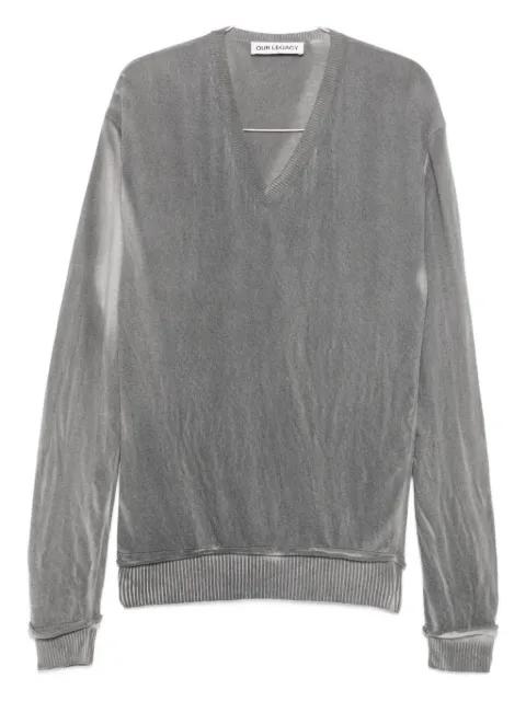 V-neck ribbed-trim sweater by OUR LEGACY