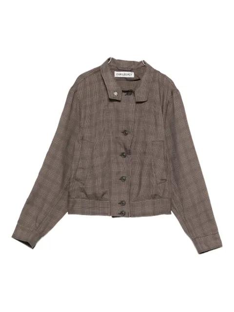 checked button-up bomber jacket by OUR LEGACY