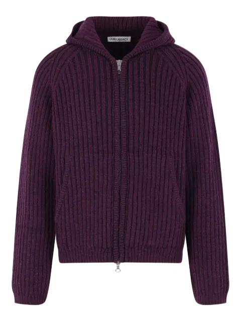 ribbed hoodied knit cardigan by OUR LEGACY