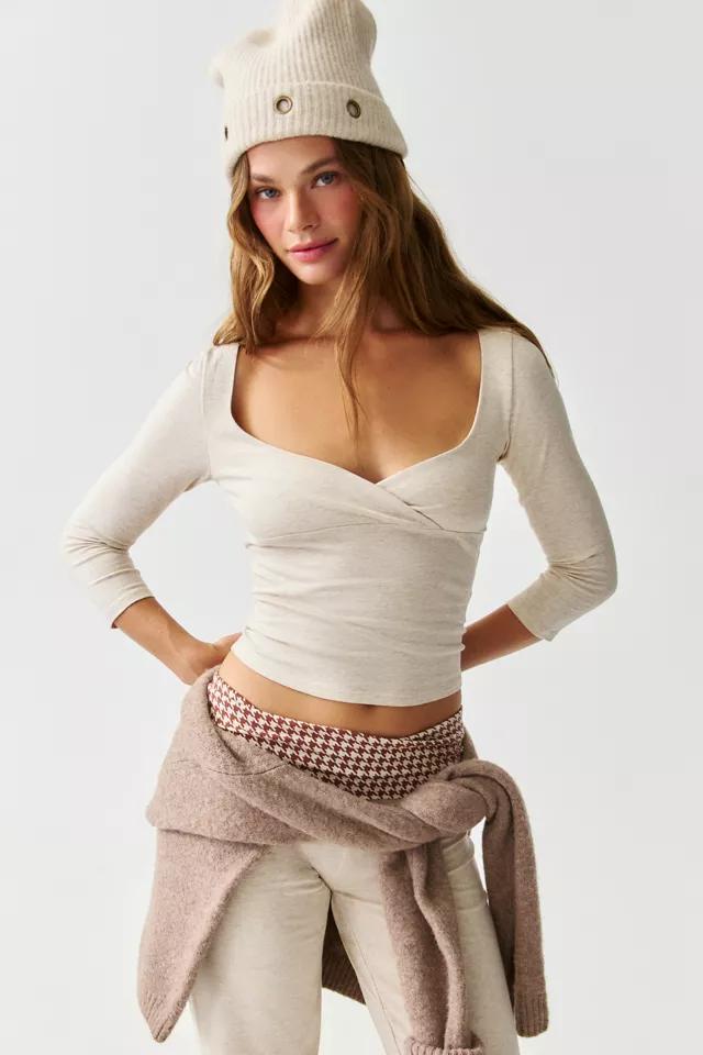 Out From Under Bec Plunging Surplice 3/4 Sleeve Top by OUT FROM UNDER