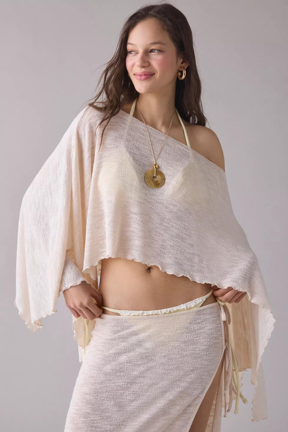 Out From Under Bella Swit Knit Cascading Off-The-Shoulder Poncho by OUT FROM UNDER
