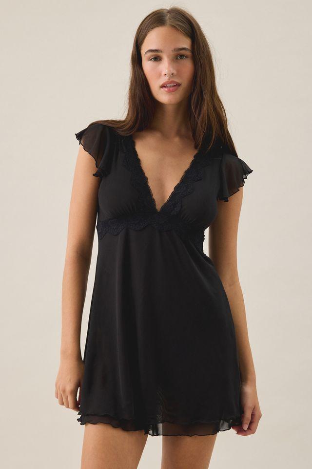 Out From Under Cecelia Mesh Ruffle Flutter Sleeve Sleep Dress by OUT FROM UNDER
