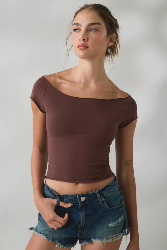 Out From Under Cotton Compression Boatneck Cropped Tee by OUT FROM UNDER