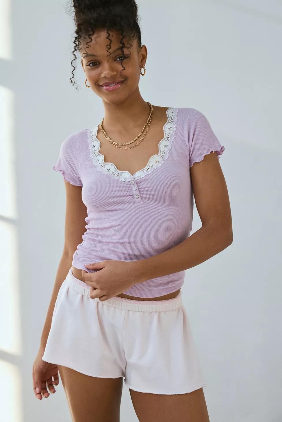 Out From Under Diana Layering Lace-Trim Henley Tee by OUT FROM UNDER Out From Under Diana Layering Lace-Trim Henley Tee by OUT FROM UNDER