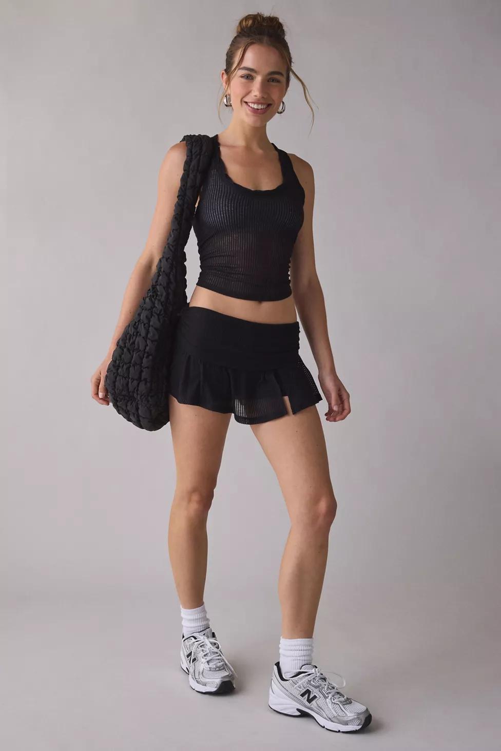 Out From Under Free Spirit Sheer Ribbed Foldover Mini Skort by OUT FROM UNDER