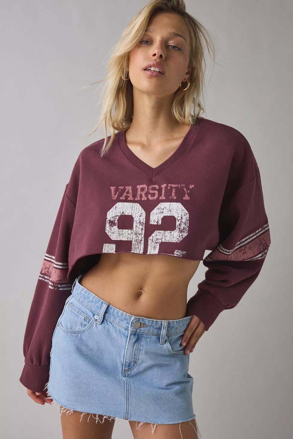 Out From Under Hang Back V-Neck Long Sleeve Cropped Pullover by OUT FROM UNDER