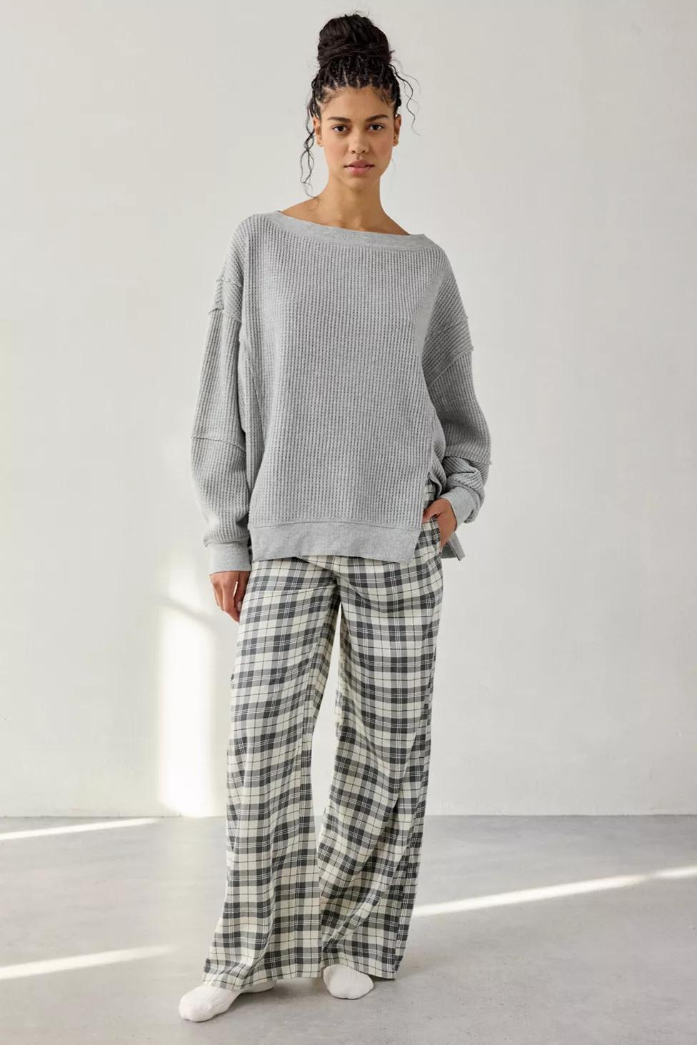 Out From Under Homebody Waffle Knit Oversized Off-The-Shoulder Top by OUT FROM UNDER