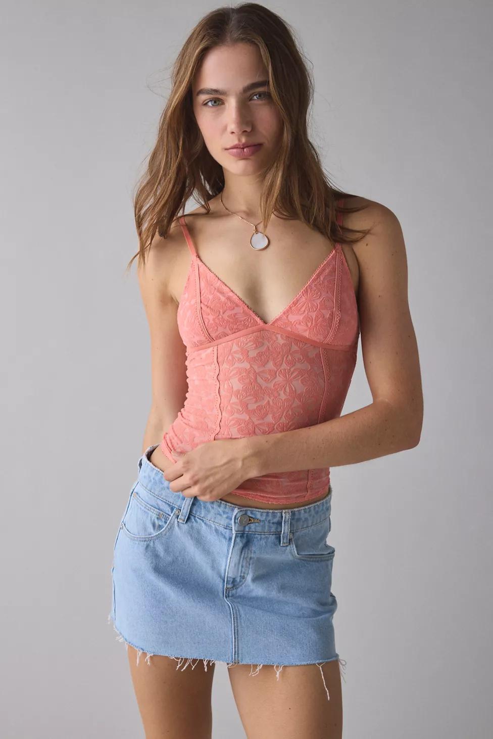 Out From Under Je T'aime Semi-Sheer Flocked Mesh Cropped Cami by OUT FROM UNDER Out From Under Je T'aime Semi-Sheer Flocked Mesh Cropped Cami by OUT FROM UNDER