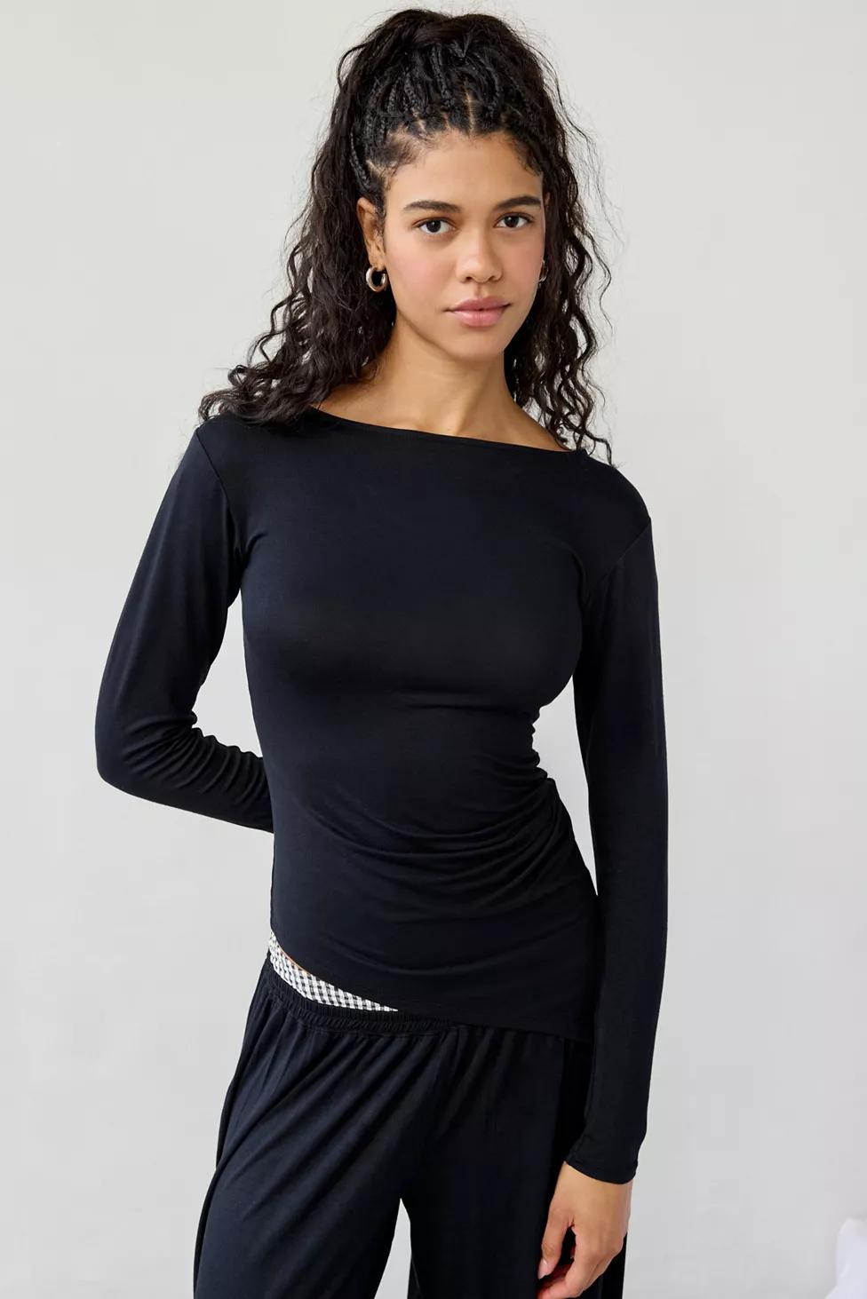 Out From Under Kiera Drippy Asymmetric Long Sleeve Boatneck Top by OUT FROM UNDER