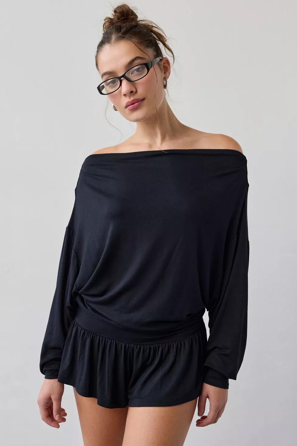 Out From Under Kiera Jersey Knit Off-The-Shoulder Sleep Romper by OUT FROM UNDER
