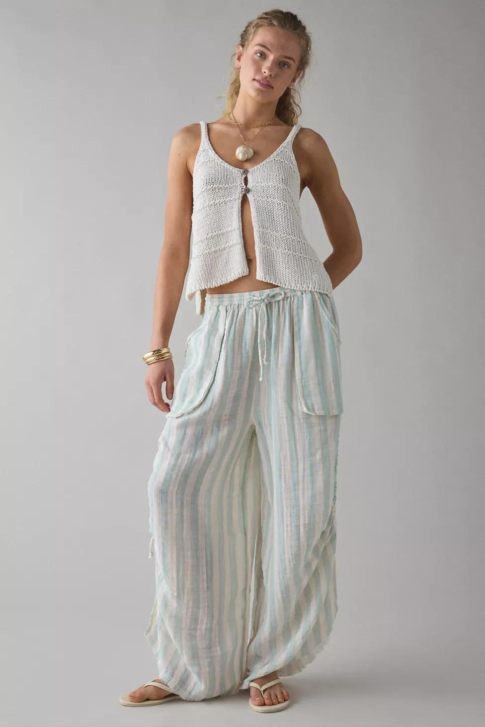 Out From Under Ocean Air Cinched Wide-Leg Gauze Pant by OUT FROM UNDER Out From Under Ocean Air Cinched Wide-Leg Gauze Pant by OUT FROM UNDER
