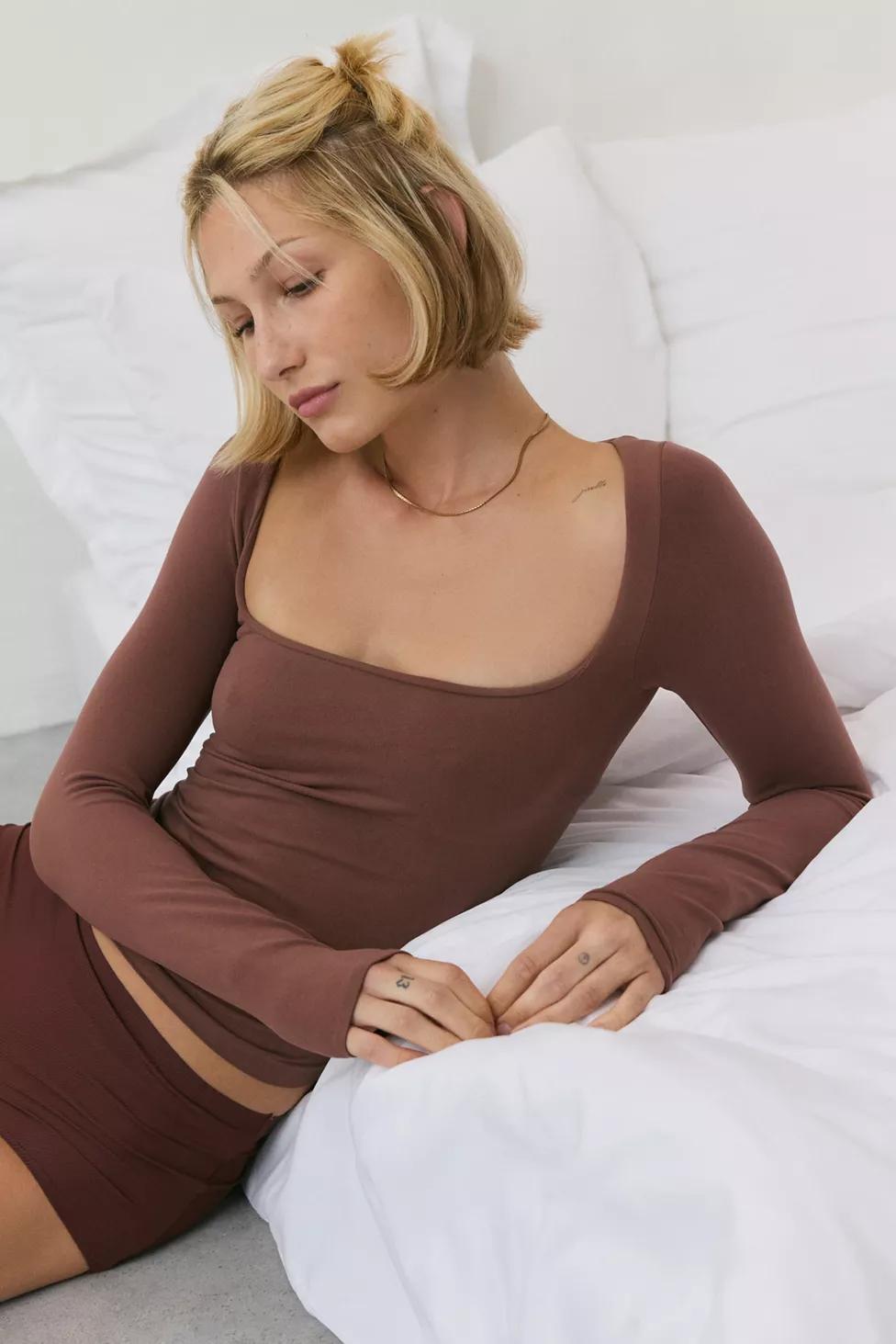 Out From Under Ruby Square Neck Long Sleeve Cropped Tee by OUT FROM UNDER