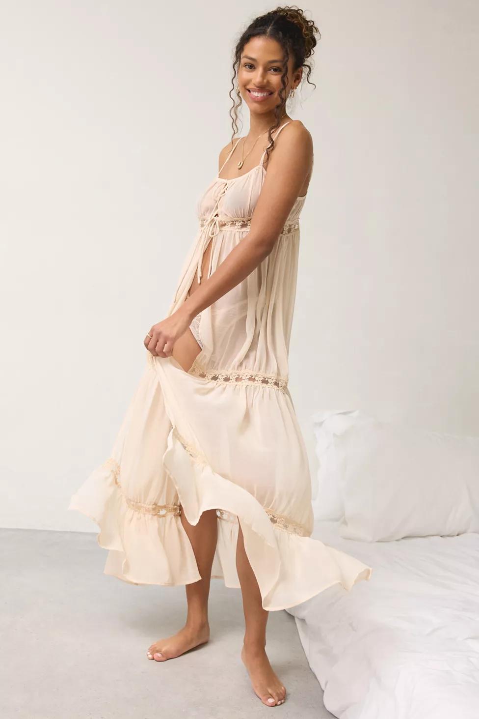 Out From Under Swept Away Split-Front Flyaway Sheer Chiffon Slip by OUT FROM UNDER