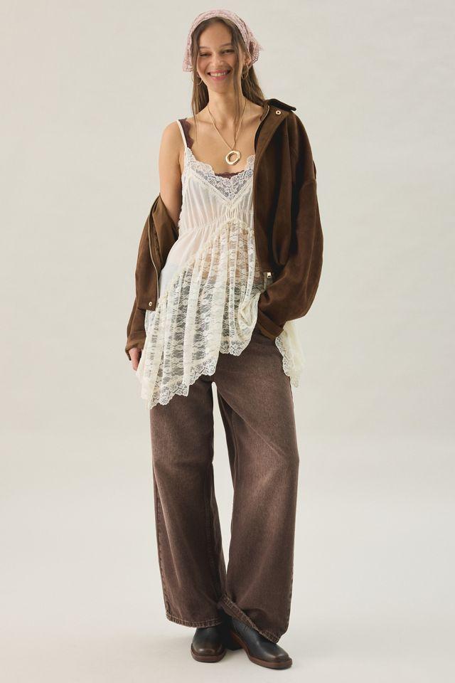 Out From Under Waterfall Asymmetric Tiered Ruffle Lace Slip by OUT FROM UNDER