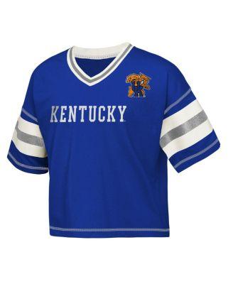 Big Girls Royal Kentucky Wildcats Gridiron Jersey V-Neck T-Shirt by OUTERSTUFF