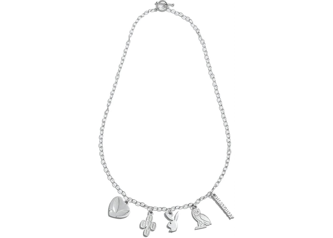 OVO x PLAYBOY Silver Charm Necklace Silver by OVO OVO x PLAYBOY Silver Charm Necklace Silver by OVO