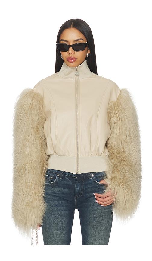 OW Collection Bex Fur Jacket in Tan by OW COLLECTION
