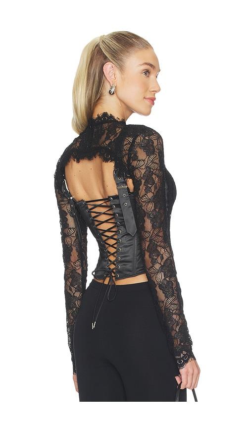 OW Collection Brisa Corset Top in Black by OW COLLECTION