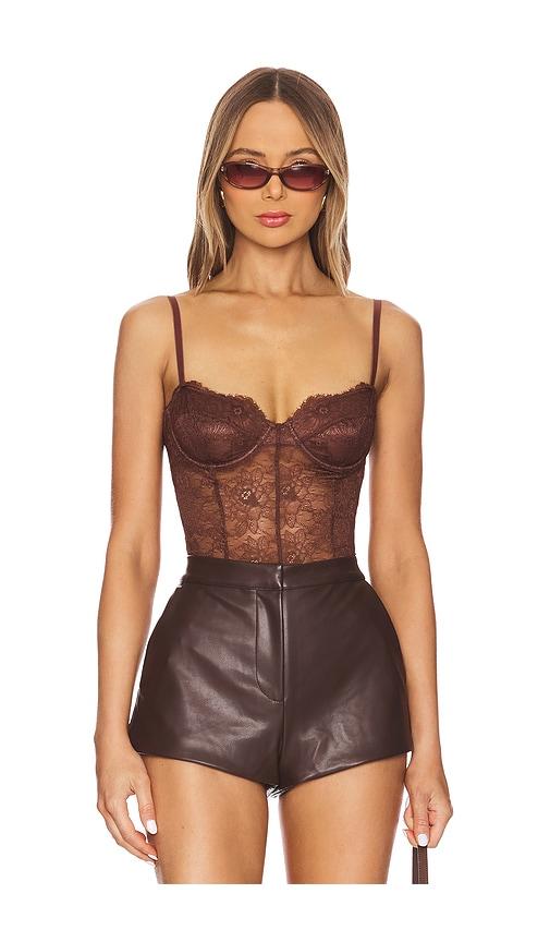 OW Collection Layce Bodysuit in Brown by OW COLLECTION