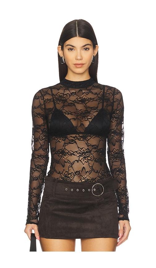 OW Collection Lydia Lace Bodysuit in Black by OW COLLECTION