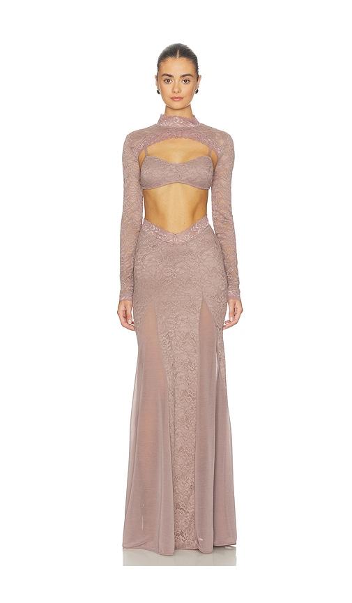 OW Collection Naia Maxi Dress in Brown by OW COLLECTION