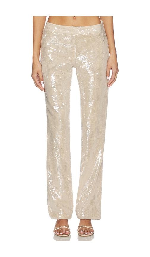 OW Collection Ruby Sequin Pants in Tan by OW COLLECTION